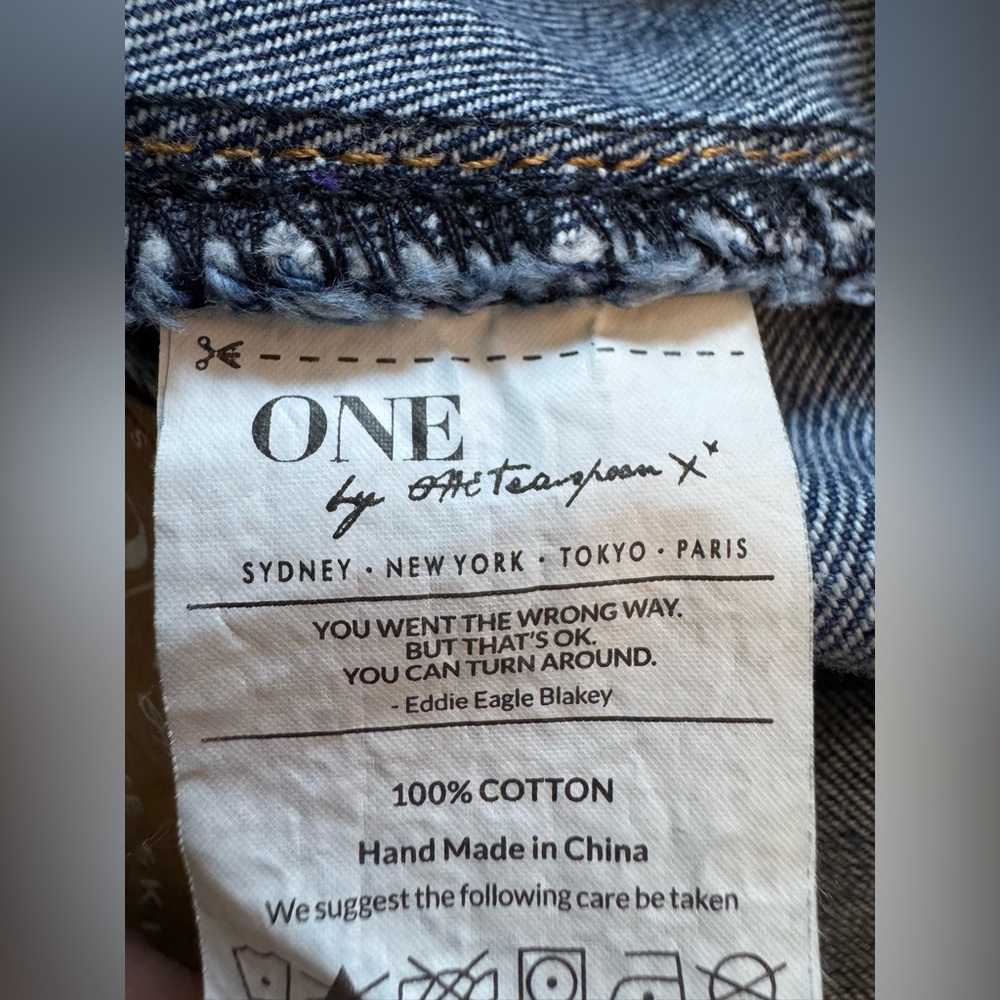 One Teaspoon Blue Distressed Denim Pencil Skirt 24 EUC - Picture 6 of 6